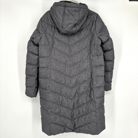 Lands End Gray Puffer Coat Sz S Hooded Down Feather Insulated Longline Winter - Picture 7 of 11